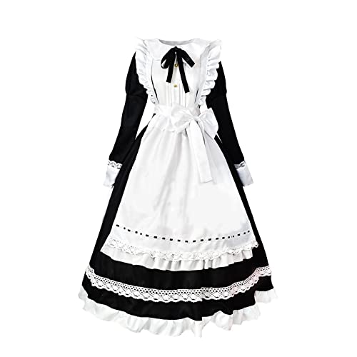 French Maid Dress xxl Karneval Kawaii Cosplay Anime Halloween Kostüm Lolita Dress Rollenspiel Spielanzug Sexy Japanischer Stil Maid Kostüm Fasching Lang Langarm Maid Outfit Dienstmädchen Kostüm von Kobilee