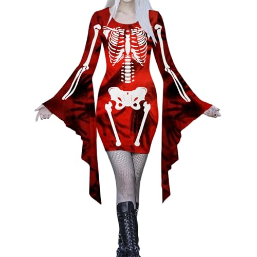 Halloween Kostüm Damen, Fledermaus Kostüm Halloween Kleid Gruselig Kostüme Mittelalter Kleidung Cosplay Hexen Vampir für Damen L von Kobilee