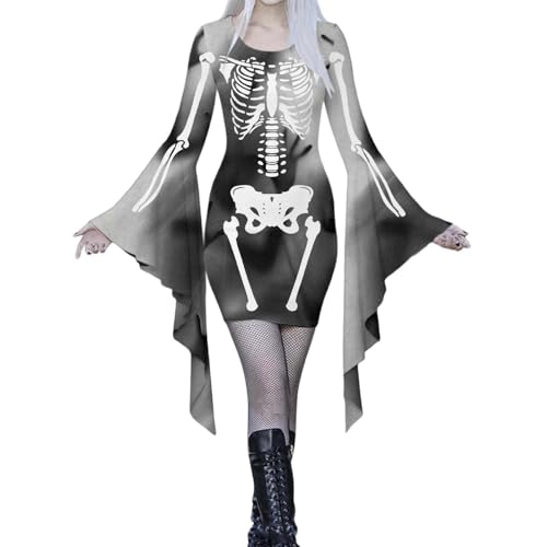 Halloween Kostüm Frauen, Fledermaus Kostüm Halloween Kleid Gruselig Kostüme Mittelalter Kleidung Cosplay Hexen Vampir für Damen XXL von Kobilee