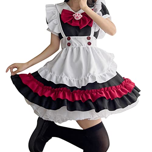 Hausmädchen Kostüm xl Fasching Cosplay Anime Langarm Halloween Kostüm Maid Outfit Karneval Kawaii Sexy Maid Kostüm Maid Dress Japanischer Stil Lang Rollenspiel Maid Costume Lolita Dress von Kobilee
