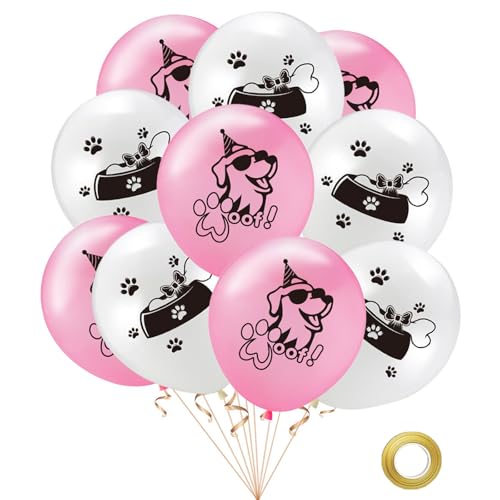 KOBOKO 12 Stück Luftballon Hund, Tier Luftballons Hunde Geburtstag Deko, Hundegeburtstag Luftballon Tiere, Rosa Weiß Ballon Tiere Hund Kindergeburtstag Deko, Hunde Helium Ballons Tiere Birthday Dog KOBOKO 12 Stück Luftballon Hund, Tier Luftballons Hunde Geburtstag Deko, Hundegeburtstag Luftballon Tiere, Rosa Weiß Ballon Tiere Hund Kindergeburtstag Deko, Hunde Helium Ballons Tiere Birthday Dog von Koboko