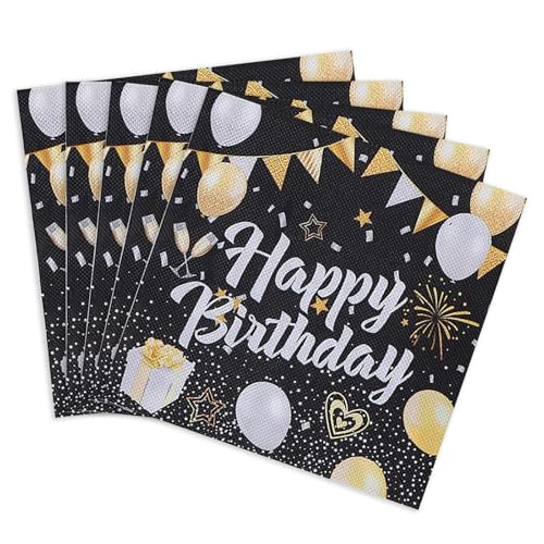 KOBOKO 20 Stück Servietten Happy Birthday,Servietten Geburtstag Deko,Geburtstagsdeko Servietten,Kindergeburtstag Deko Papierservietten für Tischdeko Geburtstag (Feuerwerk) von Koboko