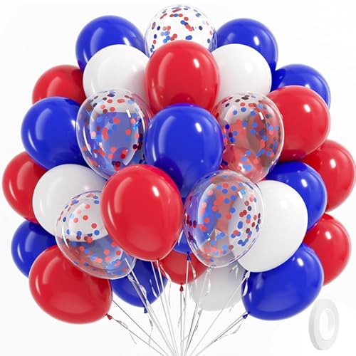KOBOKO 50 Stk Luftballons Blau Rot Weiß Set, 12 Zoll/30cm Rote Blaue Luftballons Girlande, Rot Blau Konfetti Ballons Geburtstag, Blau Helium Ballons, Weiß Rote Ballon für Babyparty Karneval Party Deko KOBOKO 50 Stk Luftballons Blau Rot Weiß Set, 12 Zoll/30cm Rote Blaue Luftballons Girlande, Rot Blau Konfetti Ballons Geburtstag, Blau Helium Ballons, Weiß Rote Ballon für Babyparty Karneval Party Deko von Koboko