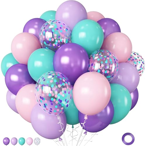 KOBOKO 50 Stk Luftballons Lila Türkis Rosa Set, 12 Zoll/30cm Pastell Luftballons Lila Pink Türkis, Meerjungfrau Pastell Luftballon Girlande, Konfetti Ballons für Meerjungfrau Geburtstag Babyparty Deko KOBOKO 50 Stk Luftballons Lila Türkis Rosa Set, 12 Zoll/30cm Pastell Luftballons Lila Pink Türkis, Meerjungfrau Pastell Luftballon Girlande, Konfetti Ballons für Meerjungfrau Geburtstag Babyparty Deko von Koboko