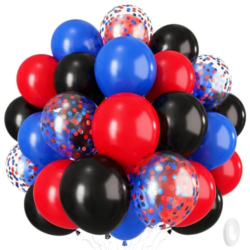 KOBOKO 50 Stück Luftballons Blau Rot Schwarz Set, 12 Zoll/30 cm Rote Blaue Luftballons Girlande, Konfetti Ballons Blau Rot Spider Deko Geburtstag, Rote Schwarz Helium Ballons für Geburtstag Party Deko KOBOKO 50 Stück Luftballons Blau Rot Schwarz Set, 12 Zoll/30 cm Rote Blaue Luftballons Girlande, Konfetti Ballons Blau Rot Spider Deko Geburtstag, Rote Schwarz Helium Ballons für Geburtstag Party Deko von Koboko