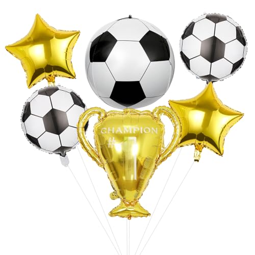 KOBOKO 6 Stück Fussball Luftballon, 18 Zoll Luftballons Fussball Deko Geburtstag Kinder, 22 Zoll 4D Fußball Folienballon Geburtstag Deko Junge, Pokal Fußball Folien Ballons, Ballon Fussball Party Deko KOBOKO 6 Stück Fussball Luftballon, 18 Zoll Luftballons Fussball Deko Geburtstag Kinder, 22 Zoll 4D Fußball Folienballon Geburtstag Deko Junge, Pokal Fußball Folien Ballons, Ballon Fussball Party Deko von Koboko
