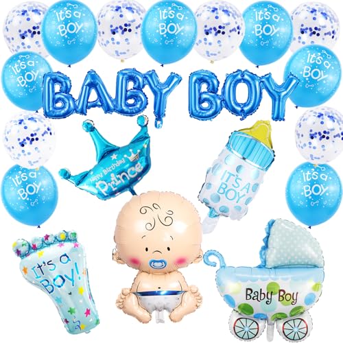 KOBOKO Babyparty Deko Junge, 27 Stück Baby Shower Deko Boy Luftballons Blau, Baby Boy Deko Baby Luftballon, Its a Boy Deko Baby Folienballon Baby Party, Baby Balloons für Baby Shower Junge Deko KOBOKO Babyparty Deko Junge, 27 Stück Baby Shower Deko Boy Luftballons Blau, Baby Boy Deko Baby Luftballon, Its a Boy Deko Baby Folienballon Baby Party, Baby Balloons für Baby Shower Junge Deko von Koboko