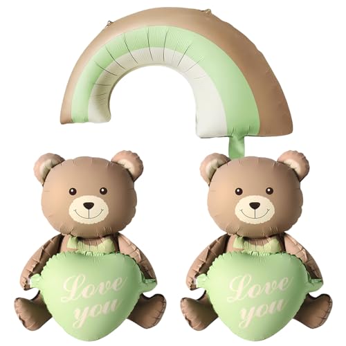 KOBOKO Bär Geburtstag Deko, 3 Stk Bär Folienballon Geburtstagsdeko Junge, Bär Luftballon Tiere Ballons, Bären Tier Luftballons Baby, Regenbogen Ballons Grün für Kindergeburtstag Babyparty Deko KOBOKO Bär Geburtstag Deko, 3 Stk Bär Folienballon Geburtstagsdeko Junge, Bär Luftballon Tiere Ballons, Bären Tier Luftballons Baby, Regenbogen Ballons Grün für Kindergeburtstag Babyparty Deko von Koboko