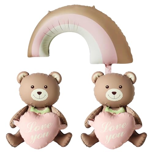KOBOKO Bär Geburtstag Deko, Bär Folienballon Geburtstagsdeko Mädchen, Bär Luftballon Tiere Ballons, Bären Tier Luftballons Baby, Bär Regenbogen Ballons Rosa für Kindergeburtstag Babyparty Deko KOBOKO Bär Geburtstag Deko, Bär Folienballon Geburtstagsdeko Mädchen, Bär Luftballon Tiere Ballons, Bären Tier Luftballons Baby, Bär Regenbogen Ballons Rosa für Kindergeburtstag Babyparty Deko von Koboko