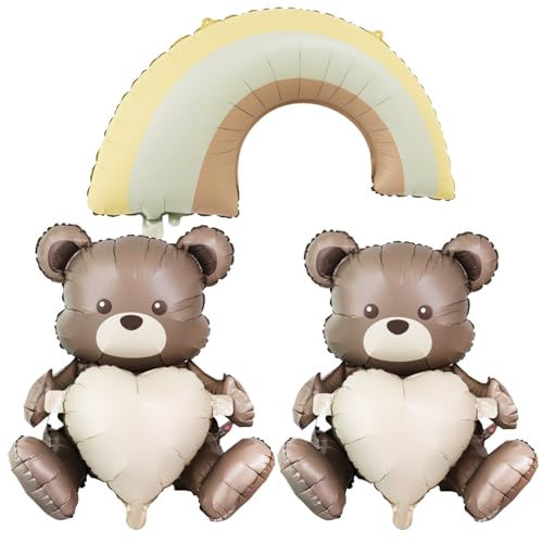 KOBOKO Bär Geburtstagsdeko, Bär Folienballon Geburtstag Deko Junge Mädchen, Bären Luftballon Tiere Ballons, Bär Tier Luftballons Braun,Regenbogen Ballons für Babyparty Waldtiere Geburtstag Deko KOBOKO Bär Geburtstagsdeko, Bär Folienballon Geburtstag Deko Junge Mädchen, Bären Luftballon Tiere Ballons, Bär Tier Luftballons Braun,Regenbogen Ballons für Babyparty Waldtiere Geburtstag Deko von Koboko