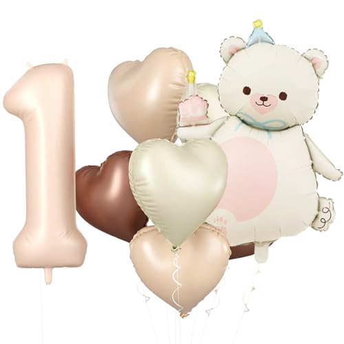 KOBOKO Bär Geburtstagsdeko 1 Jahr Mädchen, Luftballon 1. Geburtstag Mädchen Junge, Bär Luftballons 1 Geburtstag Mädchen, Herz Folienballon Erster Geburtstag, Bären Ballon Deko 1. Geburtstag Mädchen KOBOKO Bär Geburtstagsdeko 1 Jahr Mädchen, Luftballon 1. Geburtstag Mädchen Junge, Bär Luftballons 1 Geburtstag Mädchen, Herz Folienballon Erster Geburtstag, Bären Ballon Deko 1. Geburtstag Mädchen von Koboko