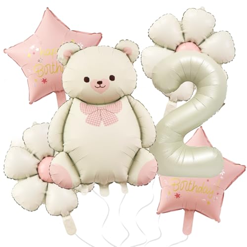 KOBOKO Bär Geburtstagsdeko 2 Jahre Mädchen, Gänseblümchen Luftballon 2. Geburtstag Mädchen, Bären Deko Luftballon 2 Geburtstag Mädchen Junge, Ballon Geburtstags 2 Jahre mit Gänseblümchen Folienballon KOBOKO Bär Geburtstagsdeko 2 Jahre Mädchen, Gänseblümchen Luftballon 2. Geburtstag Mädchen, Bären Deko Luftballon 2 Geburtstag Mädchen Junge, Ballon Geburtstags 2 Jahre mit Gänseblümchen Folienballon von Koboko