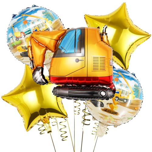 KOBOKO Bagger Luftballons Geburtstag, 5 Stück Luftballon Bagger Geburtstag Deko, Bagger Ballon Baustellen Deko Kindergeburtstag Deko, Bagger deko Folienballons Stern Helium Ballons Geburtstag Junge KOBOKO Bagger Luftballons Geburtstag, 5 Stück Luftballon Bagger Geburtstag Deko, Bagger Ballon Baustellen Deko Kindergeburtstag Deko, Bagger deko Folienballons Stern Helium Ballons Geburtstag Junge von Koboko