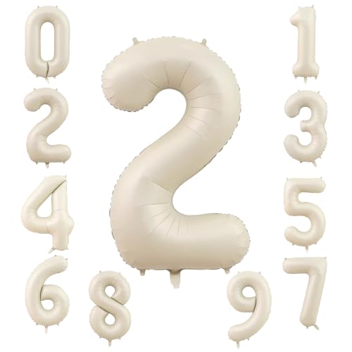 KOBOKO Beige Zahlen Luftballon 2, 40 Zoll Folienballon 2, Creme Weiß Luftballons 2. Geburtstag, 101cm Beige Zahlen Ballon 2 Geburtstag, Helium Ballons Zahl Groß 2 für Kinder 2 Jahre Geburtstagsdeko KOBOKO Beige Zahlen Luftballon 2, 40 Zoll Folienballon 2, Creme Weiß Luftballons 2. Geburtstag, 101cm Beige Zahlen Ballon 2 Geburtstag, Helium Ballons Zahl Groß 2 für Kinder 2 Jahre Geburtstagsdeko von Koboko