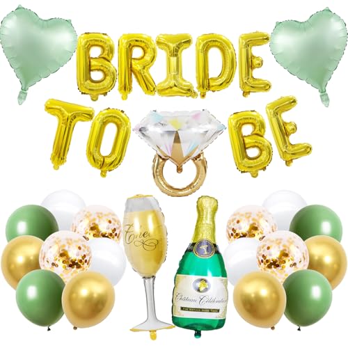 KOBOKO Bride to Be Deko Ballons, Junggesellenabschied Frauen Deko Luftballons Grün Gold, Jga Deko Frauen Folienballons, Bride to Be Ballon für Brautparty,Bachelorette Party Deko,Jga Accessoires Frauen KOBOKO Bride to Be Deko Ballons, Junggesellenabschied Frauen Deko Luftballons Grün Gold, Jga Deko Frauen Folienballons, Bride to Be Ballon für Brautparty,Bachelorette Party Deko,Jga Accessoires Frauen von Koboko