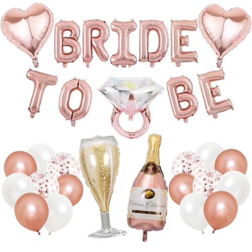 KOBOKO Bride to Be Deko Ballons, Junggesellenabschied Frauen Deko Luftballons Rosegold, Jga Deko Frauen Folienballons, Rosegold Ballon für Junggesellenabschied Deko,Brautparty,Bachelorette Party Deko von Koboko