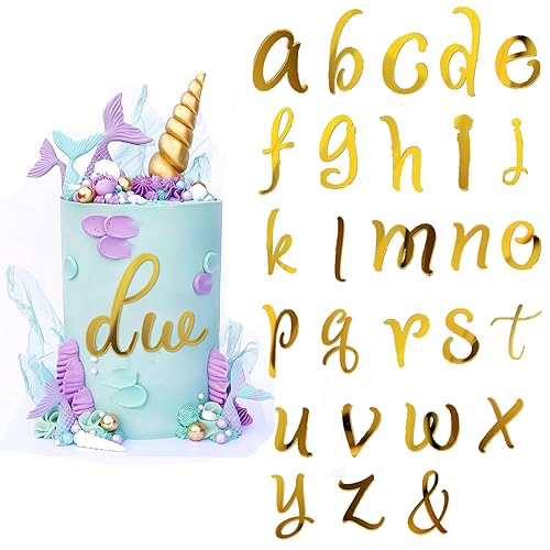 KOBOKO Cake Topper Personalisiert Buchstaben Deko Torte Gold Kuchen Dekoration Geburtstag Acryl, A-Z Tortendeko Kleinbuchstaben Tortenaufsatz Set für Hochzeit Jubiläum Party KOBOKO Cake Topper Personalisiert Buchstaben Deko Torte Gold Kuchen Dekoration Geburtstag Acryl, A-Z Tortendeko Kleinbuchstaben Tortenaufsatz Set für Hochzeit Jubiläum Party von Koboko