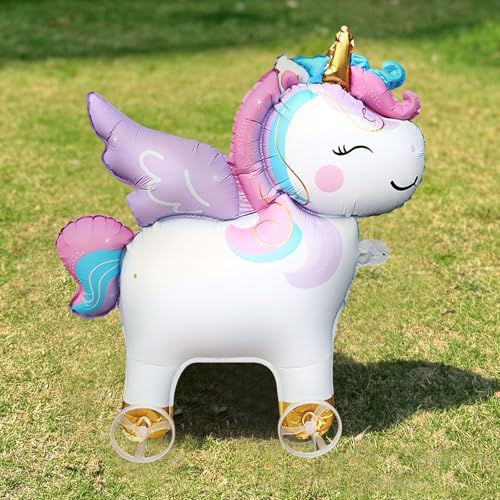 KOBOKO Einhorn Luftballon, Stehend Einhorn Ballon, Airwalker Ballon Einhorn Deko Kindergeburtstag, Tier Walking Luftballons Einhorn Party Deko, Haustiere Einhorn Luftballons Party Deko Spielzeug von Koboko