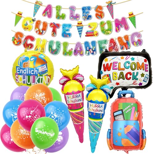 KOBOKO Einschulung Deko Bunt Luftballons, Luftballon Schulanfang Deko, Ballons Deko Einschulung Junge Mädchen, Schulanfang Girlande Schultüte Zuckertüte Jungen Mädchen Ballons, Schuleinführung Ballon KOBOKO Einschulung Deko Bunt Luftballons, Luftballon Schulanfang Deko, Ballons Deko Einschulung Junge Mädchen, Schulanfang Girlande Schultüte Zuckertüte Jungen Mädchen Ballons, Schuleinführung Ballon von Koboko