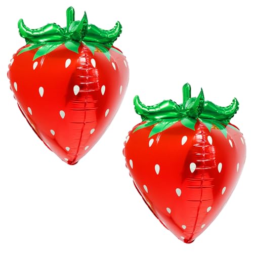 KOBOKO Erdbeer Deko Folienballon Geburtstag, 2 Stück 4D Erdbeer Luftballons Blumen Deko Geburtstag, Erdbeerballon Party Deko, Erdbeere Deko Kindergeburtstag Erdbeere Ballons für Mädchen Babyparty KOBOKO Erdbeer Deko Folienballon Geburtstag, 2 Stück 4D Erdbeer Luftballons Blumen Deko Geburtstag, Erdbeerballon Party Deko, Erdbeere Deko Kindergeburtstag Erdbeere Ballons für Mädchen Babyparty von Koboko