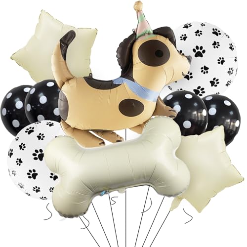 KOBOKO Folienballon Hund Geburtstag, 10 Stk Luftballon Hunde Geburtstag Deko, Dackel Deko Ballon Tiere Hundegeburtstag, Hunde Geburtstags Deko Hund Pfote Tier Luftballons Kindergeburtstag Party Deko von Koboko