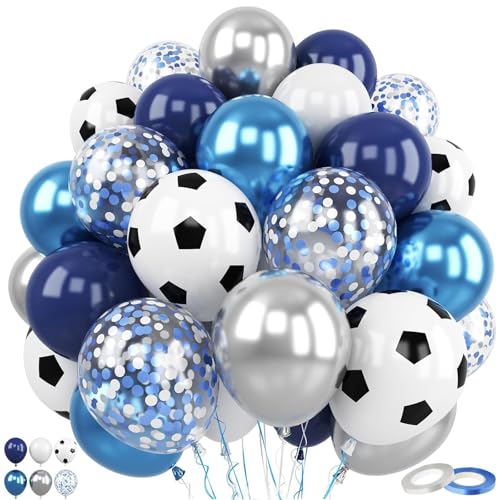 KOBOKO Fussball Luftballon Blau, 50 Stück Fußball Luftballon Blau Weiss Set, Luftballons Fussball Deko Geburtstag Kinder, Helium Ballon Fußball Geburtstag Deko, Weiss Ballons Fussball Sport Party Deko KOBOKO Fussball Luftballon Blau, 50 Stück Fußball Luftballon Blau Weiss Set, Luftballons Fussball Deko Geburtstag Kinder, Helium Ballon Fußball Geburtstag Deko, Weiss Ballons Fussball Sport Party Deko von Koboko