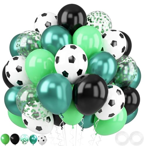 KOBOKO Fussball Luftballon Grün, 50 Stück Fußball Luftballon Grüne Schwarz Set, Luftballons Fussball Deko Geburtstag Kinder, Grün Ballons Fussball Party Deko, Helium Ballon Fußball Geburtstag Deko KOBOKO Fussball Luftballon Grün, 50 Stück Fußball Luftballon Grüne Schwarz Set, Luftballons Fussball Deko Geburtstag Kinder, Grün Ballons Fussball Party Deko, Helium Ballon Fußball Geburtstag Deko von Koboko