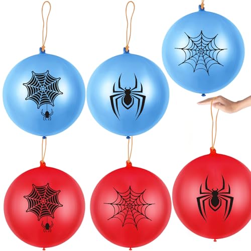 KOBOKO Große Luftballons Rot Blau, 6 Stk XXL Punch Luftballon, 18 Zoll/45 cm Riesen Luftballons Superhelden Deko, XXL Ballon Spider Deko, Riesenluftballon für Kinder Geburtstag Deko Spiel Partyzubehör von Koboko