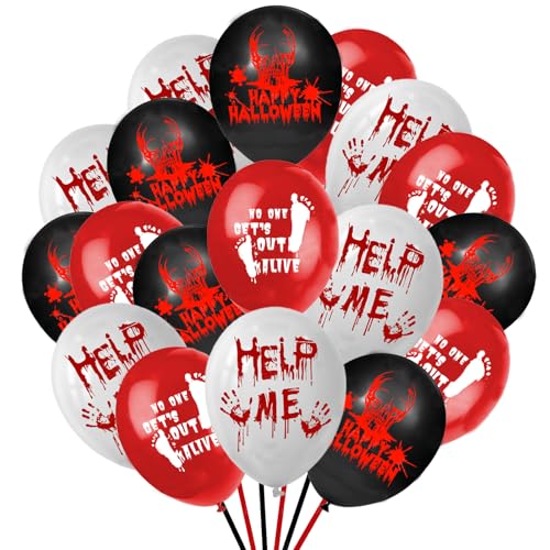 KOBOKO Halloween Deko Ballon, 36 Stück Halloween Luftballons Set, Horror Deko Skelett Blutiger Helium Ballons, Horror Luftballons Rot Schwarz Weiß Party Deko, Blutiger Fußabdruck Ballon Terror Deko KOBOKO Halloween Deko Ballon, 36 Stück Halloween Luftballons Set, Horror Deko Skelett Blutiger Helium Ballons, Horror Luftballons Rot Schwarz Weiß Party Deko, Blutiger Fußabdruck Ballon Terror Deko von Koboko