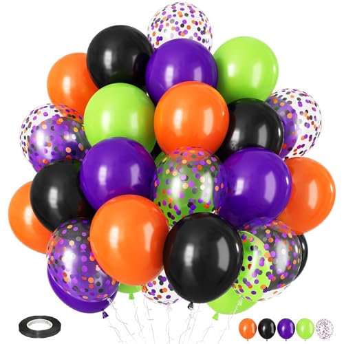 KOBOKO Halloween Deko Luftballons Set, 50 Stk 12 Zoll Deko Halloween Luftballon Girlande, 30 cm Luftballons Orange Grün Lila und Schwarz Party Deko, Konfetti Helium Ballon für Geburtstag Jubiläum Deko KOBOKO Halloween Deko Luftballons Set, 50 Stk 12 Zoll Deko Halloween Luftballon Girlande, 30 cm Luftballons Orange Grün Lila und Schwarz Party Deko, Konfetti Helium Ballon für Geburtstag Jubiläum Deko von Koboko
