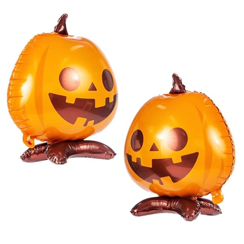 KOBOKO Halloween Folienballon, 2 Stück Luftballons Kürbis, Stehender Kürbis Ballons, Horror Deko, Ballon für Halloween Party KOBOKO Halloween Folienballon, 2 Stück Luftballons Kürbis, Stehender Kürbis Ballons, Horror Deko, Ballon für Halloween Party von Koboko