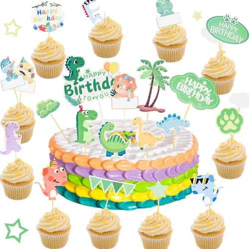 KOBOKO Dino Tortendeko Geburtstag,Dino Kuchen Deko Junge, Dinosaurier Cake Topper Happy Birthday,Dino Geburtstag Tortendeko,Dinosaurier Cupcake Topper,Dino Muffins Deko für Babyparty KOBOKO Dino Tortendeko Geburtstag,Dino Kuchen Deko Junge, Dinosaurier Cake Topper Happy Birthday,Dino Geburtstag Tortendeko,Dinosaurier Cupcake Topper,Dino Muffins Deko für Babyparty von Koboko