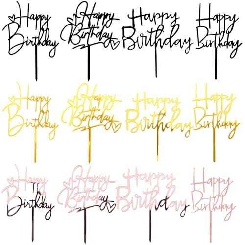 KOBOKO Happy Birthday Tortendeko,12 Stk Tortendeko Geburtstag,Happy Birthday Cake Topper Acryl,Kuchen Deko Geburtstag,Happy Birthday Kuchendeko 3 Farben,Deko Torte Geburtstag Mann Frau Mädchen Jungen KOBOKO Happy Birthday Tortendeko,12 Stk Tortendeko Geburtstag,Happy Birthday Cake Topper Acryl,Kuchen Deko Geburtstag,Happy Birthday Kuchendeko 3 Farben,Deko Torte Geburtstag Mann Frau Mädchen Jungen von Koboko