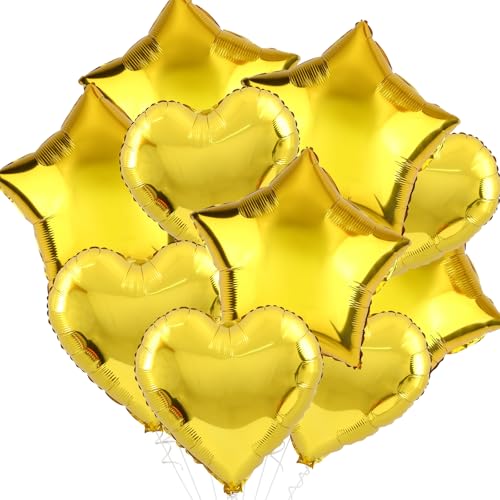 KOBOKO Herz Folienballons Gold Geburtstag Deko, Helium Ballons Stern Hochzeit, Herz Luftballon Hochzeit Helium, Luftballons Gold Herz Stern, Stern Folienballon für Weihnachten Hochzeit Geburtstagsdeko KOBOKO Herz Folienballons Gold Geburtstag Deko, Helium Ballons Stern Hochzeit, Herz Luftballon Hochzeit Helium, Luftballons Gold Herz Stern, Stern Folienballon für Weihnachten Hochzeit Geburtstagsdeko von Koboko