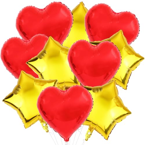 KOBOKO Herzluftballons Rot, 10 Stk Stern Folienballon Geburtstag Gold, Herz Helium Luftballons Rot Hochzeit, Sterne Helium Ballons Silvester Deko 2025, Herzballons für Valentinstag Weihnachten Deko KOBOKO Herzluftballons Rot, 10 Stk Stern Folienballon Geburtstag Gold, Herz Helium Luftballons Rot Hochzeit, Sterne Helium Ballons Silvester Deko 2025, Herzballons für Valentinstag Weihnachten Deko von Koboko