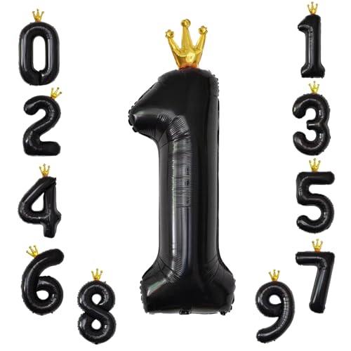 KOBOKO Luftballon 1. Geburtstag Zahl 1 Ballon, 40 Zoll Zahlen Luftballon 1 Geburtstagsdeko Schwarz, Folienballon 1 Geburtstag, Helium Ballon 1 mit Krone für Mädchen Jungen Geburtstag Jahrestag Deko KOBOKO Luftballon 1. Geburtstag Zahl 1 Ballon, 40 Zoll Zahlen Luftballon 1 Geburtstagsdeko Schwarz, Folienballon 1 Geburtstag, Helium Ballon 1 mit Krone für Mädchen Jungen Geburtstag Jahrestag Deko von Koboko