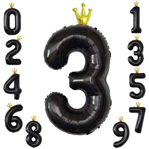 KOBOKO Luftballon 3, 40 Zoll Zahl Folienballon 3, XXL Zahl Luftballons 3. Geburtstag, Schwarz Ballon Geburtstagsdeko 3 Jahre Mädchen Junge, Krone Helium Ballons 3 für Geburtstag Jahrestag Party Deko KOBOKO Luftballon 3, 40 Zoll Zahl Folienballon 3, XXL Zahl Luftballons 3. Geburtstag, Schwarz Ballon Geburtstagsdeko 3 Jahre Mädchen Junge, Krone Helium Ballons 3 für Geburtstag Jahrestag Party Deko von Koboko