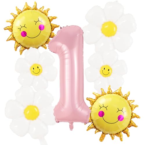 KOBOKO Luftballon Deko 1. Geburtstag Mädchen, 7 Stk Folienballon Gänseblümchen Geburtstagsdeko 1 Jahr Mädchen, Sonne Luftballons Geburtstag 1 Jahr, Blumen Helium Ballon Erster Geburtstage Mädchen KOBOKO Luftballon Deko 1. Geburtstag Mädchen, 7 Stk Folienballon Gänseblümchen Geburtstagsdeko 1 Jahr Mädchen, Sonne Luftballons Geburtstag 1 Jahr, Blumen Helium Ballon Erster Geburtstage Mädchen von Koboko