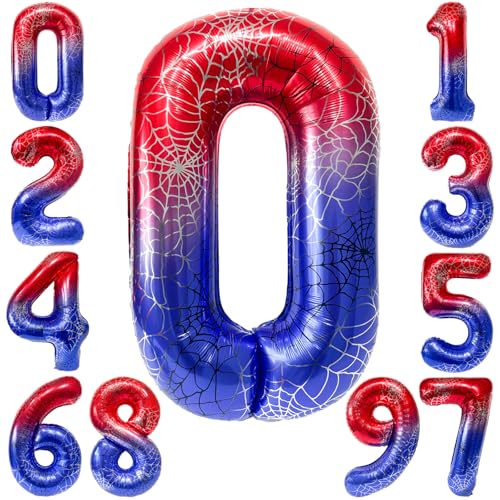 KOBOKO Spidey Geburtstagsdeko Zahlen Luftballon 0 Rot Blau, 40 Zoll Spider Luftballon 0 Helium Ballons Geburtstag, 101 cm Folienballon Zahl 0 Spider Geburtstagsdeko Junge, Spidey Ballon 0 Geburtstag KOBOKO Spidey Geburtstagsdeko Zahlen Luftballon 0 Rot Blau, 40 Zoll Spider Luftballon 0 Helium Ballons Geburtstag, 101 cm Folienballon Zahl 0 Spider Geburtstagsdeko Junge, Spidey Ballon 0 Geburtstag von Koboko