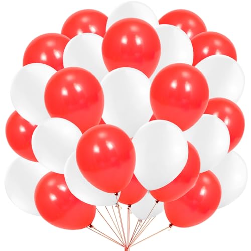 KOBOKO Luftballons Rot Weiß Karneval Deko, 50 Stk 12 Zoll Zirkus Deko Rot Weiss Ballons Geburtstag, Geburtstagsdeko Rot Luftballon Weiß, Rote weiße Helium Ballon für Karneval Geburtstag Hochzeit Deko KOBOKO Luftballons Rot Weiß Karneval Deko, 50 Stk 12 Zoll Zirkus Deko Rot Weiss Ballons Geburtstag, Geburtstagsdeko Rot Luftballon Weiß, Rote weiße Helium Ballon für Karneval Geburtstag Hochzeit Deko von Koboko