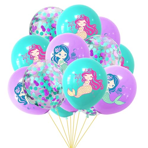 KOBOKO Meerjungfrau Geburtstag Deko, 15 Stück Luftballons Meerjungfrauen Geburtstag, Meerjungfrau Deko Lila Luftballons Kindergeburtstag, Konfetti Ballons Unterwasserwelt Kindergeburtstag Party Deko KOBOKO Meerjungfrau Geburtstag Deko, 15 Stück Luftballons Meerjungfrauen Geburtstag, Meerjungfrau Deko Lila Luftballons Kindergeburtstag, Konfetti Ballons Unterwasserwelt Kindergeburtstag Party Deko von Koboko
