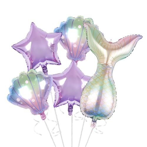 KOBOKO Meerjungfrau Geburtstag Deko, 5 Stk Geburtstagsdeko Meerjungfrau Ballon Set, Meerjungfrauen Luftballon Geburtstag Mädchen, Meerjungfrauen Folienballon für Unterwasserwelt Kindergeburtstag Deko KOBOKO Meerjungfrau Geburtstag Deko, 5 Stk Geburtstagsdeko Meerjungfrau Ballon Set, Meerjungfrauen Luftballon Geburtstag Mädchen, Meerjungfrauen Folienballon für Unterwasserwelt Kindergeburtstag Deko von Koboko
