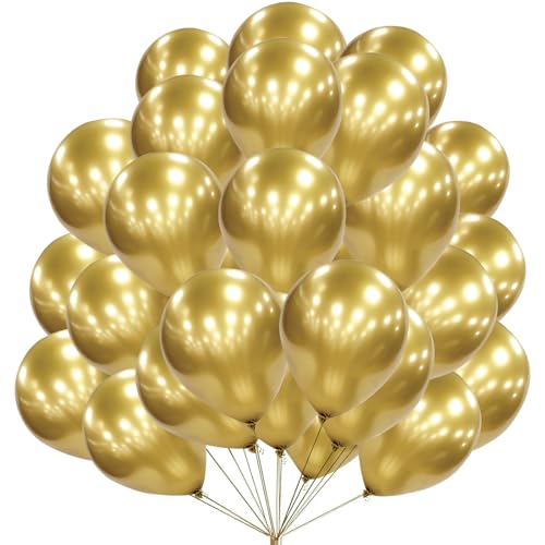 KOBOKO Metallic Luftballons Gold, 50 Stück 12 Zoll Golden Luftballons Metallic, Helium Ballons Gold Hochzeitsdeko, Ballon Geburtstagsdeko Gold, Ballons Golden für Geburtstag Hochzeit Neujahr Deko von Koboko