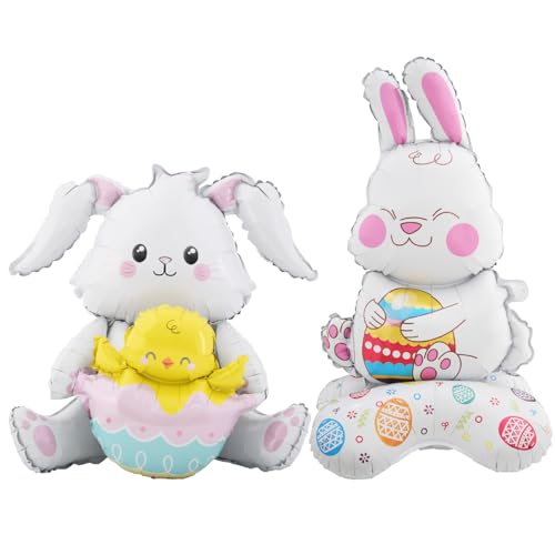KOBOKO Ostern Deko Folienballon, 2 Stk XXL Kaninchen Luftballon Kindergeburtstag, Hasen Deko Ostereier Luftballons, Osterhase Deko Ballon Tiere Ostern Party Deko, Osterdeko Hase Ballons KOBOKO Ostern Deko Folienballon, 2 Stk XXL Kaninchen Luftballon Kindergeburtstag, Hasen Deko Ostereier Luftballons, Osterhase Deko Ballon Tiere Ostern Party Deko, Osterdeko Hase Ballons von Koboko