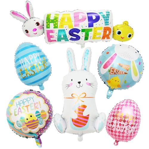 KOBOKO Ostern Deko Folienballon, 6 Stk Osterhasen Luftballon Set, Hasen Deko Ostereier Helium Luftballons, Osterdeko Hase Ballon, Kaninchen Helium Ballons Ostern Party Deko, Hase Luftballon Geburtstag KOBOKO Ostern Deko Folienballon, 6 Stk Osterhasen Luftballon Set, Hasen Deko Ostereier Helium Luftballons, Osterdeko Hase Ballon, Kaninchen Helium Ballons Ostern Party Deko, Hase Luftballon Geburtstag von Koboko