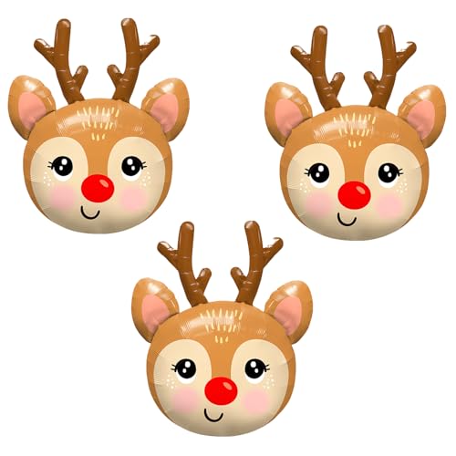 KOBOKO Reh Deko Weihnachten Ballon, 3 Stück Weihnachts-Rentierballons, Weihnachtshirsch Deko Ballon, Rentier Luftballon Geburtstagsdeko, Hirsch Helium Ballon für Weihnachten Kindergeburtstag Deko KOBOKO Reh Deko Weihnachten Ballon, 3 Stück Weihnachts-Rentierballons, Weihnachtshirsch Deko Ballon, Rentier Luftballon Geburtstagsdeko, Hirsch Helium Ballon für Weihnachten Kindergeburtstag Deko von Koboko