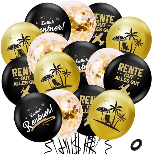 KOBOKO Ruhestand Luftballons, 24 Stück Rente Deko Endlich Rentner Ballons, Ruhestand Deko Luftballons Schwarz Gold, Deko Renteneintritt Geschenk Helium Ballons für Männer Frauen Abschied Rentner Party KOBOKO Ruhestand Luftballons, 24 Stück Rente Deko Endlich Rentner Ballons, Ruhestand Deko Luftballons Schwarz Gold, Deko Renteneintritt Geschenk Helium Ballons für Männer Frauen Abschied Rentner Party von Koboko