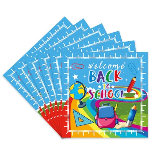 KOBOKO 20 Stück Servietten Einschulung,Schulkind 2025 Servietten,Deko Schulanfang Junge Mädchen,Papierservietten Schulanfang Deko,Paper Napkins für Schuleinführung Einschulung Tischdeko 33x33cm (B) von Koboko