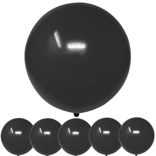 KOBOKO Schwarze Luftballons Groß, 5 Stk 36 Zoll Riesen Luftballons Pastell, 91 cm XXL Luftballon Pastell Schwarz, Riesenballon Schwarz Party Deko, Große Schwarze Ballons für Geburtstag Halloween Deko von Koboko