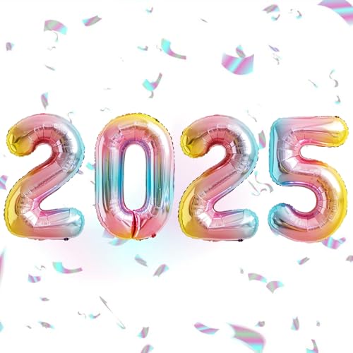 KOBOKO Silvester Deko 2025 Set - 32 Zoll Happy New Year Glitzer Luftballons, Party Ballons Bunt, Neujahr Folienballon KOBOKO Silvester Deko 2025 Set - 32 Zoll Happy New Year Glitzer Luftballons, Party Ballons Bunt, Neujahr Folienballon von Koboko